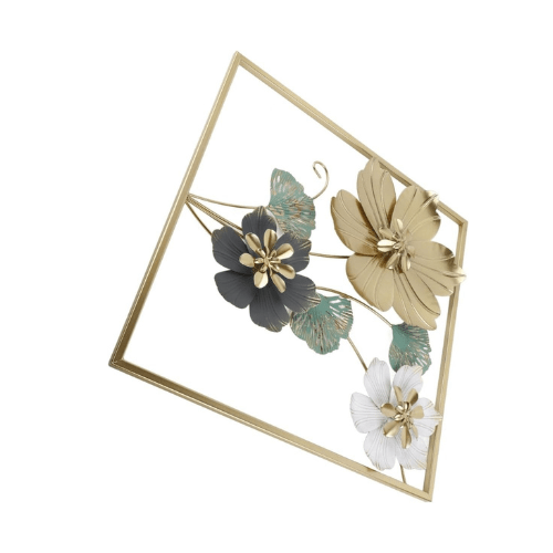 7568056025165 Luxury Golden Floral Metal Wall Art – Premium Imported Decorative Frame