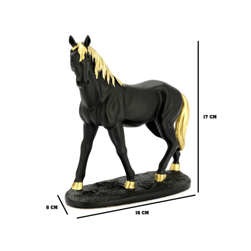 7625952591949 Premium Black Ceramic Horse Sculpture Decor
