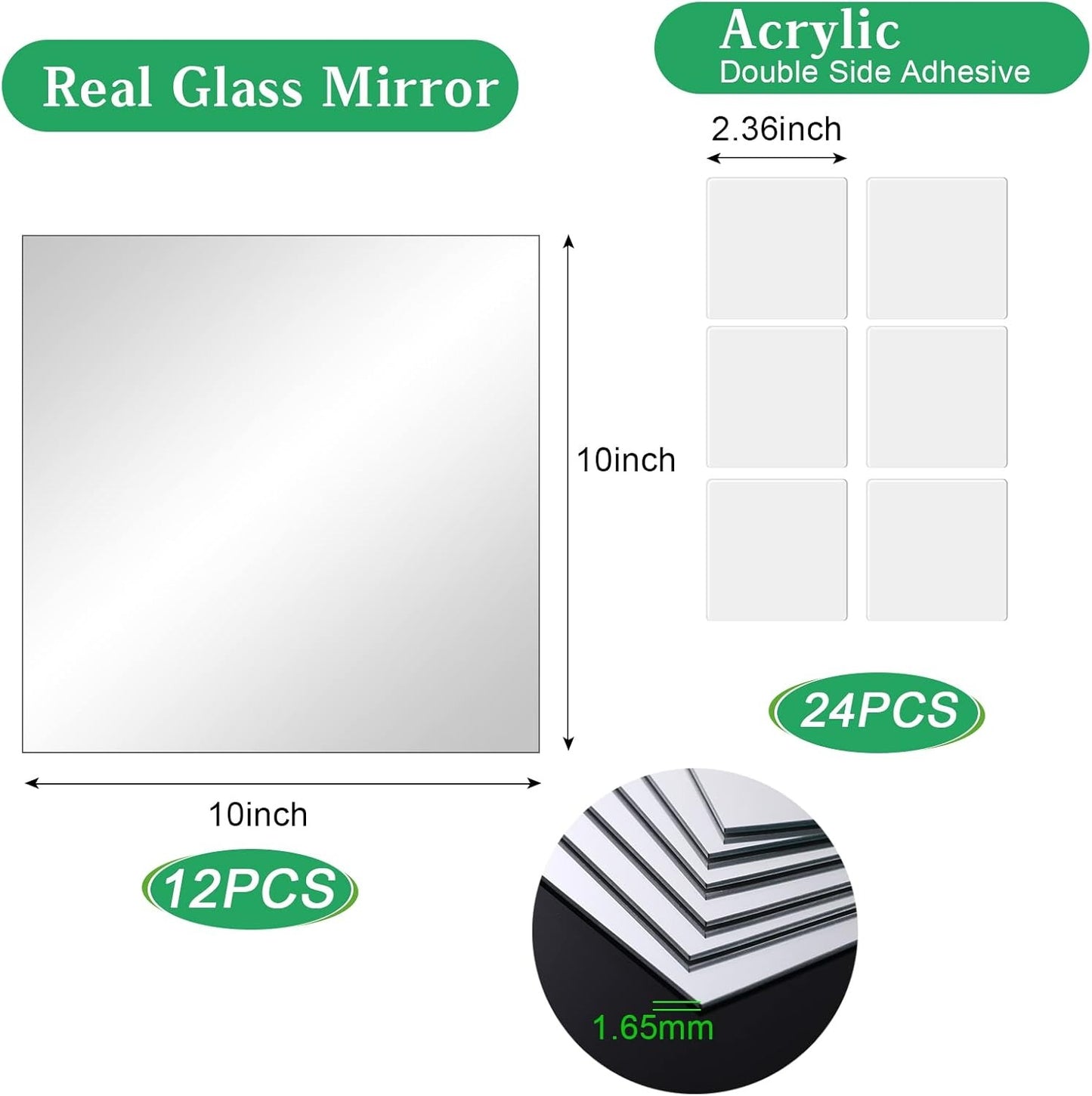 Real Glass Mirror Tiles – Frameless Flexible Wall Mirror