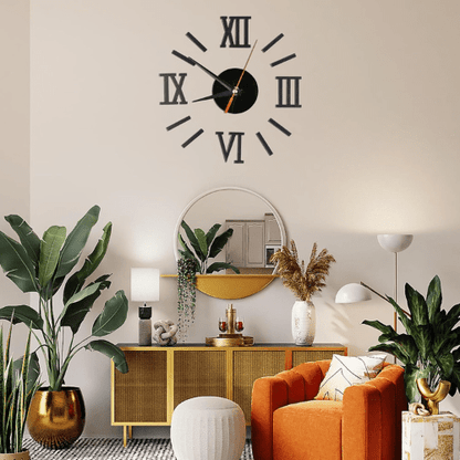 3DDIYLargeWallClock_ModernRomanNumerals_Silent_60cm_2