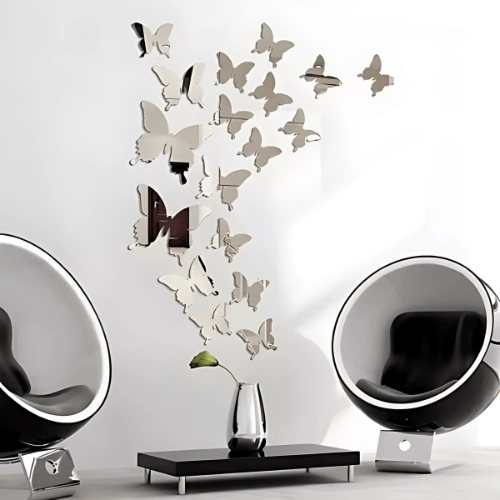  7564851150925 Acrylic Mirror Butterflies Wall Decor (16 Pieces) | 3D DIY Home Decoration 