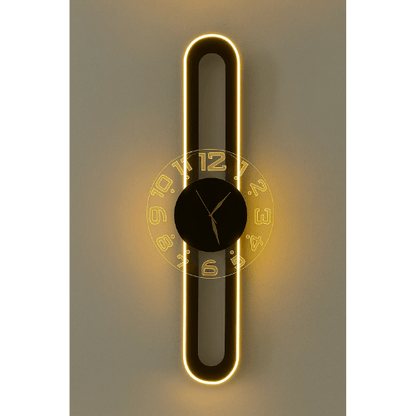  7566393081933 AuraClock 2-in-1 Vertical & Horizontal Wall Clock – Neon Light Ambiance for Home & Office 