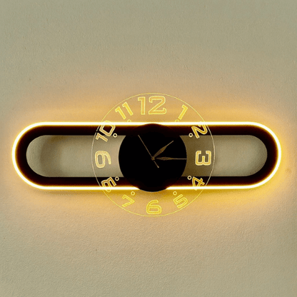  7566393081933 AuraClock 2-in-1 Vertical & Horizontal Wall Clock – Neon Light Ambiance for Home & Office 