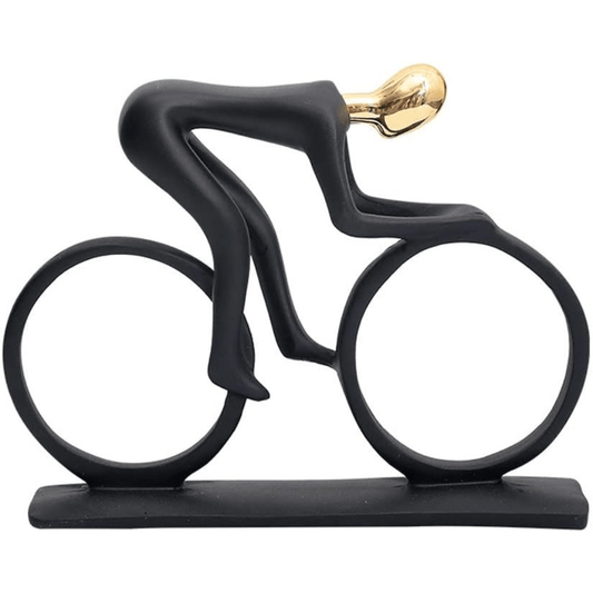  7625369485389 Eternal Motion Black & Gold Cyclist Sculpture 