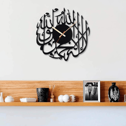 Islamic Kalma Wooden Wall Clock – Antique Allah Azan Design