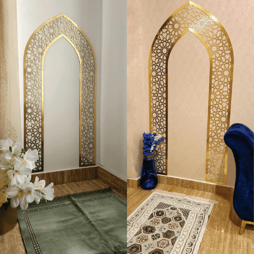  7567865937997 Islamic Mehrab Wall Art – Elegant Prayer Room & Namaz Area Decorative Piece 