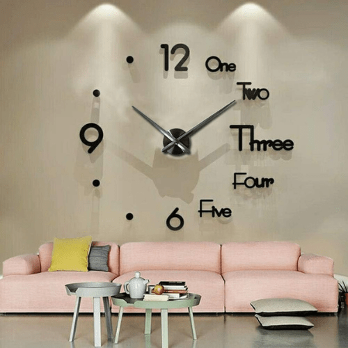 Large3DFramelessWallClockStickers_DIYModernWallDecor_Black