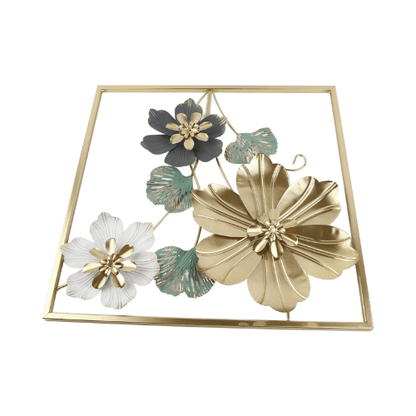  7568056025165 Luxury Golden Floral Metal Wall Art – Premium Imported Decorative Frame 
