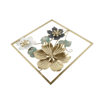  7568056025165 Luxury Golden Floral Metal Wall Art – Premium Imported Decorative Frame 