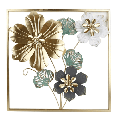  7568056025165 Luxury Golden Floral Metal Wall Art – Premium Imported Decorative Frame 