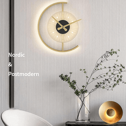  7569715396685 Modern LED Wall Lamp Clock – Silent, Simple & Creative Background Wall Decoration 