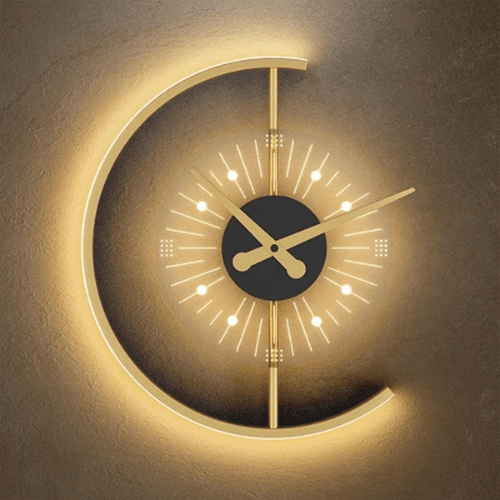  7569715396685 Modern LED Wall Lamp Clock – Silent, Simple & Creative Background Wall Decoration 