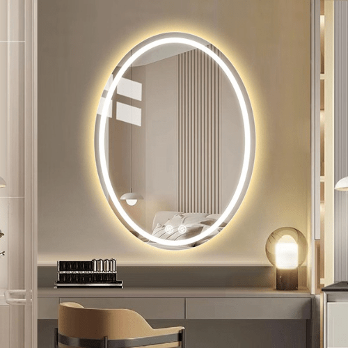  7572040122445 Oval LED Mirror – Dimmable, Anti-Fog, Waterproof 