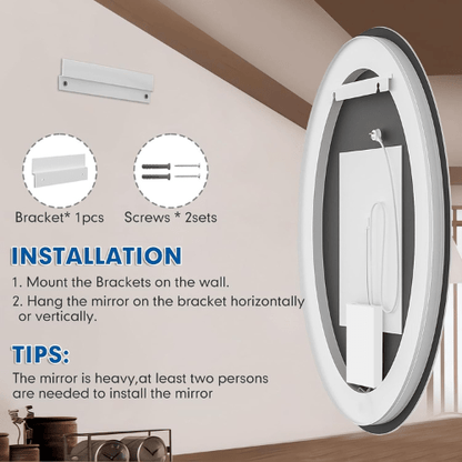  7572040122445 Oval LED Mirror – Dimmable, Anti-Fog, Waterproof 