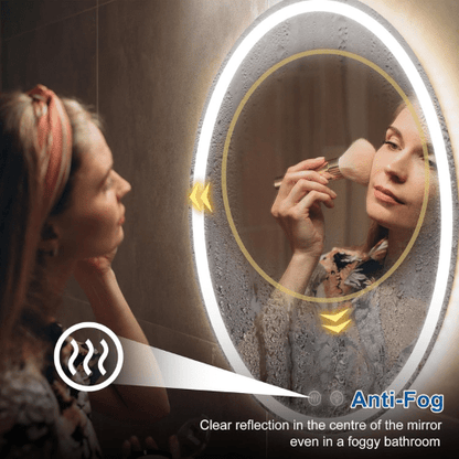  7572040122445 Oval LED Mirror – Dimmable, Anti-Fog, Waterproof 
