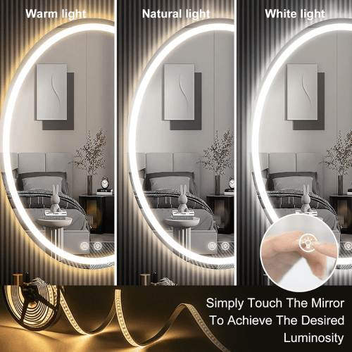  7572040122445 Oval LED Mirror – Dimmable, Anti-Fog, Waterproof 