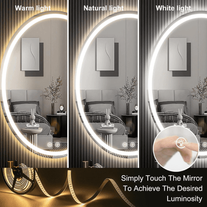  7572040122445 Oval LED Mirror – Dimmable, Anti-Fog, Waterproof 