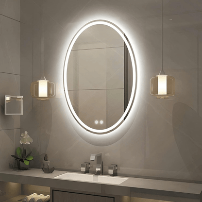  7572040122445 Oval LED Mirror – Dimmable, Anti-Fog, Waterproof 