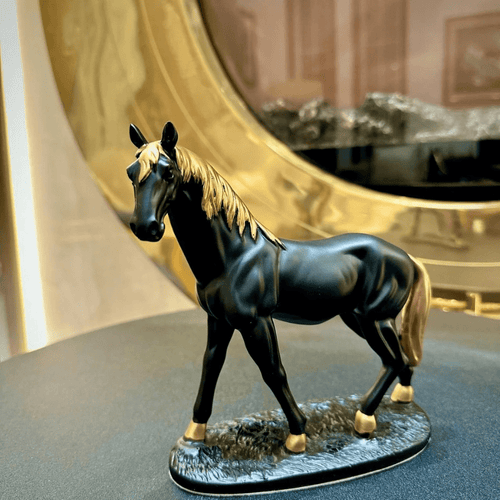  7625952591949 Premium Black Ceramic Horse Sculpture Decor 