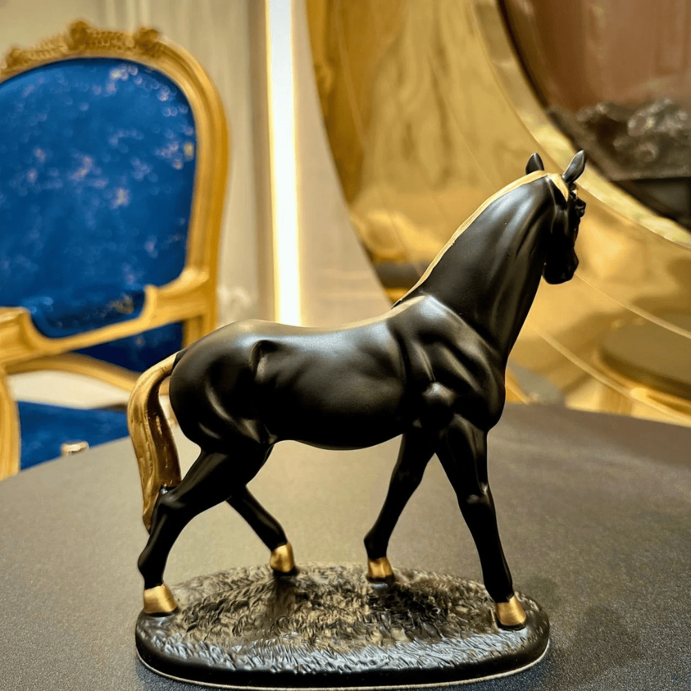  7625952591949 Premium Black Ceramic Horse Sculpture Decor 