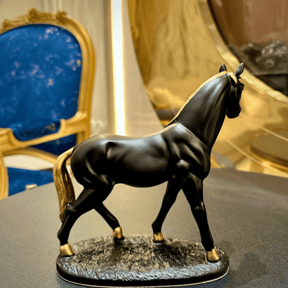  7625952591949 Premium Black Ceramic Horse Sculpture Decor 