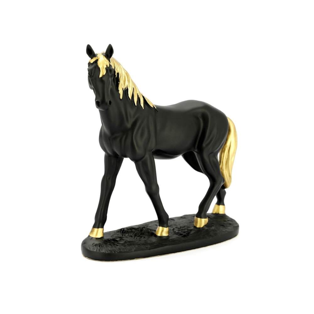  7625952591949 Premium Black Ceramic Horse Sculpture Decor 