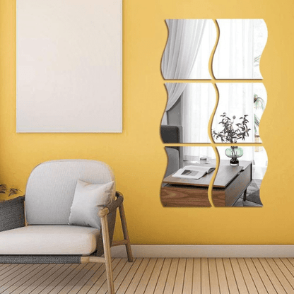 Setof6Acrylic3DWavyWallMirrors_ModernHomeDecoration