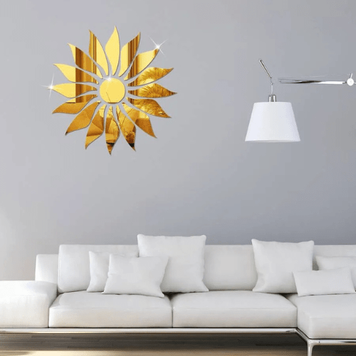  7564984451149 Silver Sunflower Acrylic Mirror | Modern Home Wall Decor 